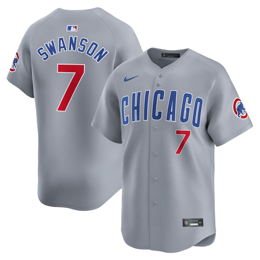 Men's Chicago Cubs Dansby Swanson Nike Gray Road Limited Player Jersey - ujerseystore