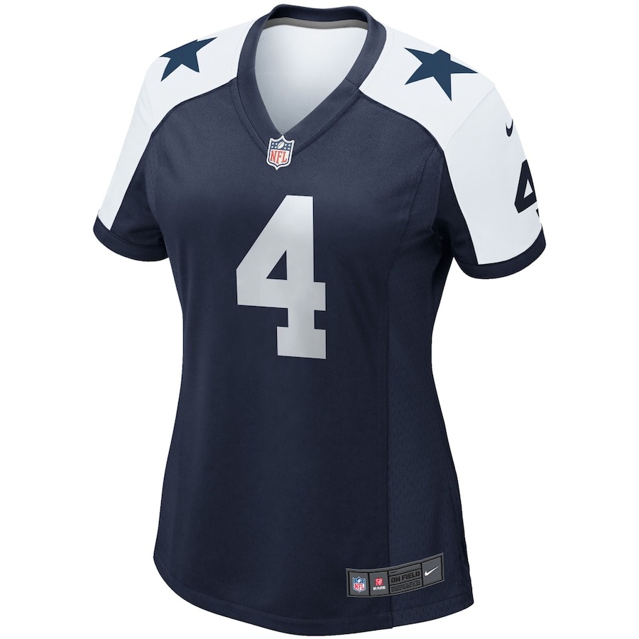 Women's Dallas Cowboys Dak Prescott Nike Navy Alternate Game Team Jersey - ujerseystore