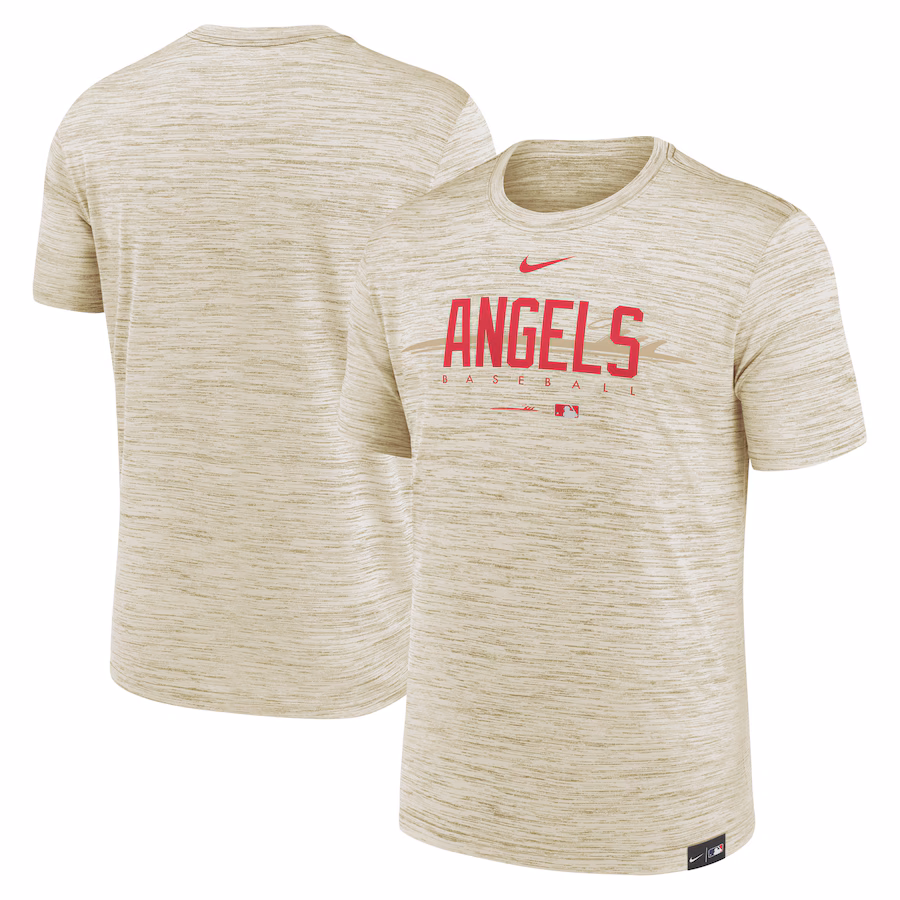 Men's Los Angeles Angels Nike Cream City Connect Velocity Practice Performance T-Shirt - ujerseystore