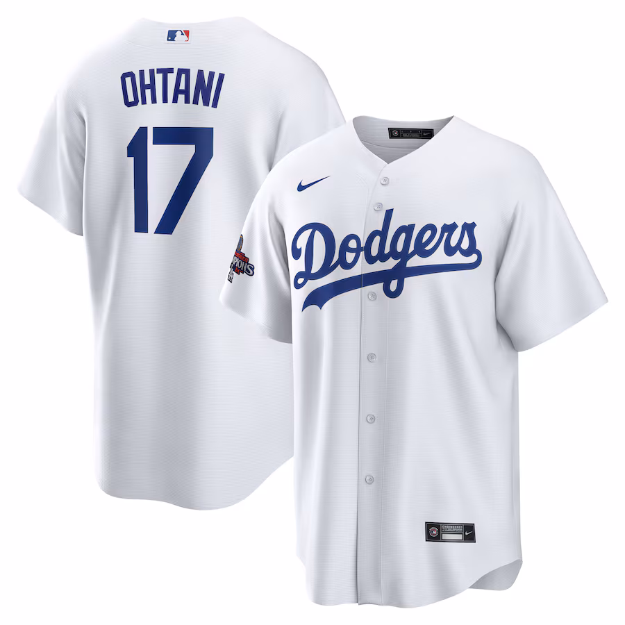 Men's Los Angeles Dodgers Shohei Ohtani Nike White 2024 World Series Champions Home Replica Player Jersey - ujerseystore