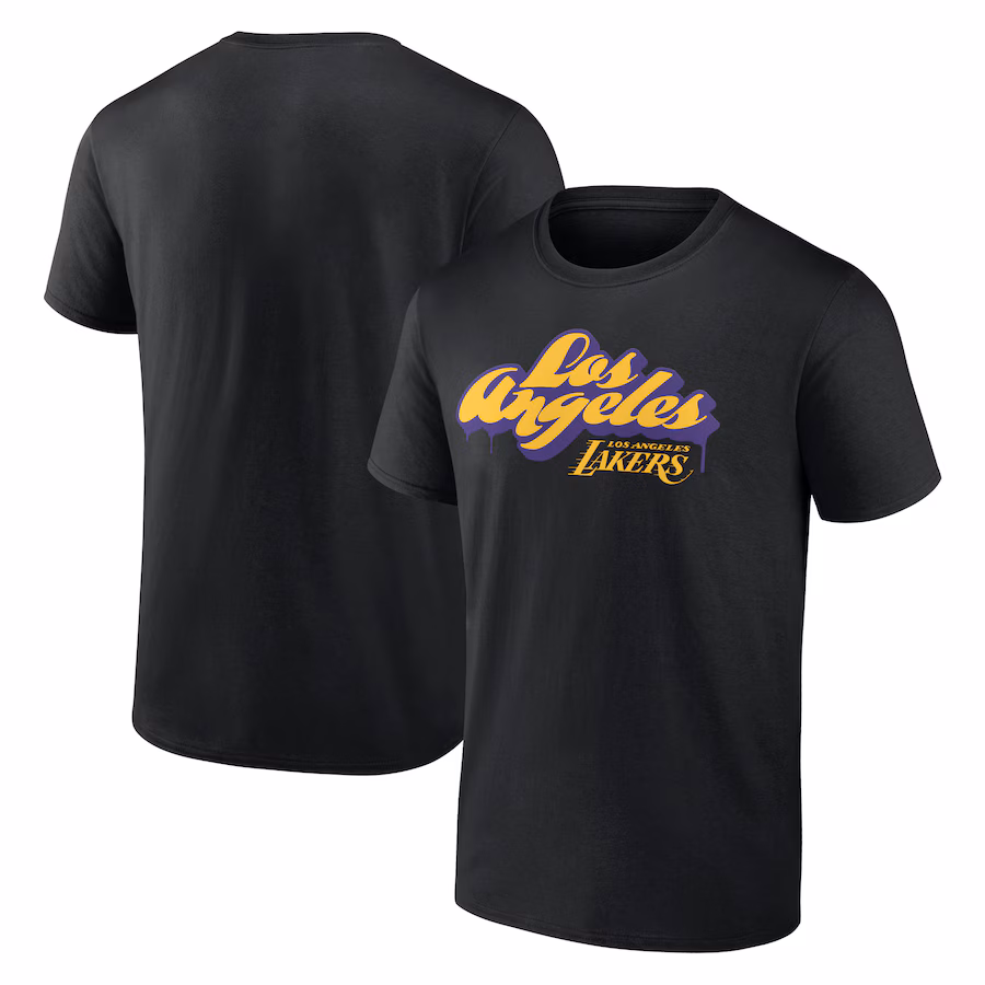 Men's Los Angeles Lakers  Black LA Graffiti T-Shirt - ujerseystore