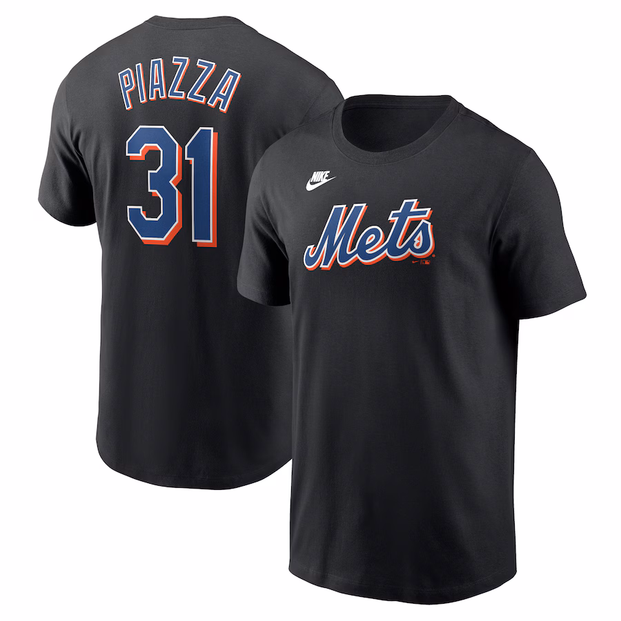 Men's New York Mets Mike Piazza Nike Black Fuse Name & Number T-Shirt - ujerseystore