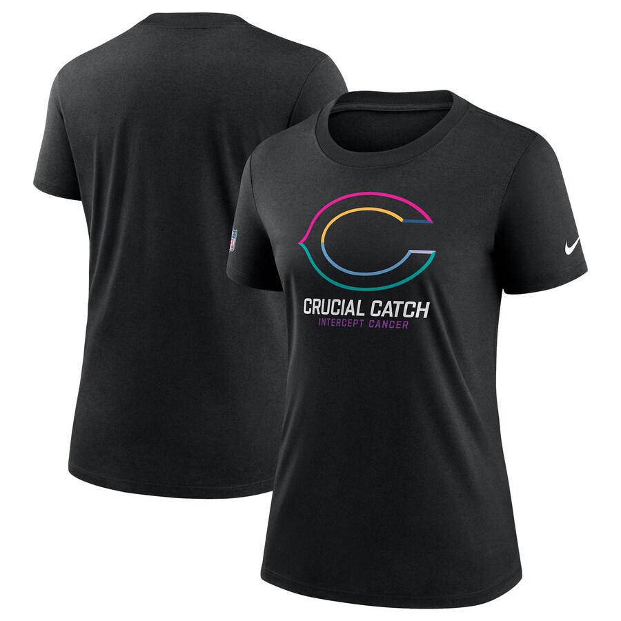 Women's Chicago Bears  Nike Black 2024 NFL Crucial Catch Tri-Blend T-Shirt - ujerseystore