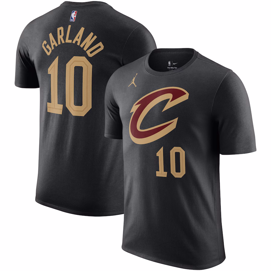 Men's Cleveland Cavaliers Darius Garland Jordan Brand Black 2022/23 Statement Edition Name & Number T-Shirt - ujerseystore