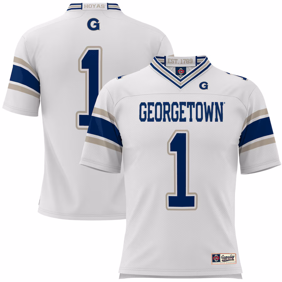 Youth GameDay Greats #1 White Georgetown Hoyas Football Jersey - ujerseystore