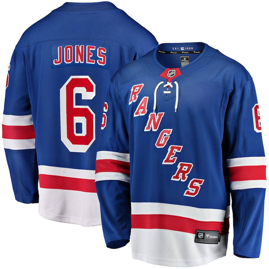 Men's New York Rangers Zac Jones Fanatics Blue Home Premier Breakaway Player Jersey - ujerseystore