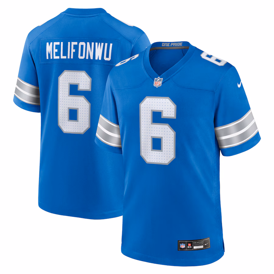 Men's Detroit Lions Ifeatu Melifonwu Nike Blue Team Game Jersey - ujerseystore
