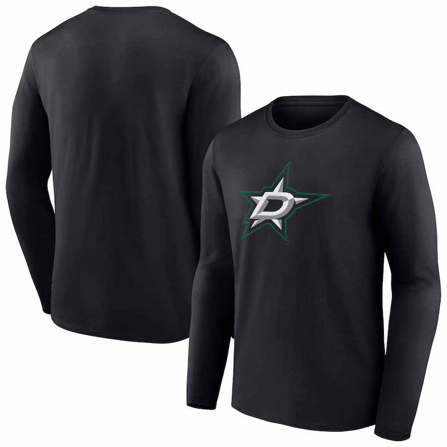 Men's Dallas Stars Black Primary Logo Team Long Sleeve T-Shirt - ujerseystore
