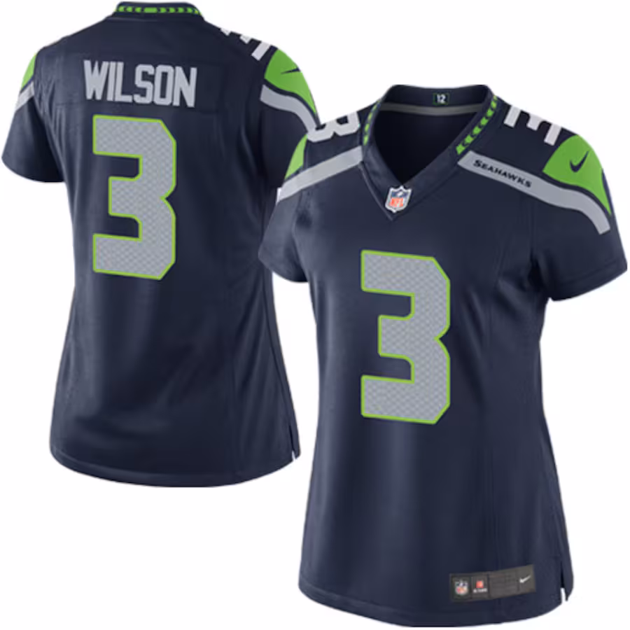 Women's Seattle Seahawks Russell Wilson Nike College Navy Game Player Jersey - ujerseystore