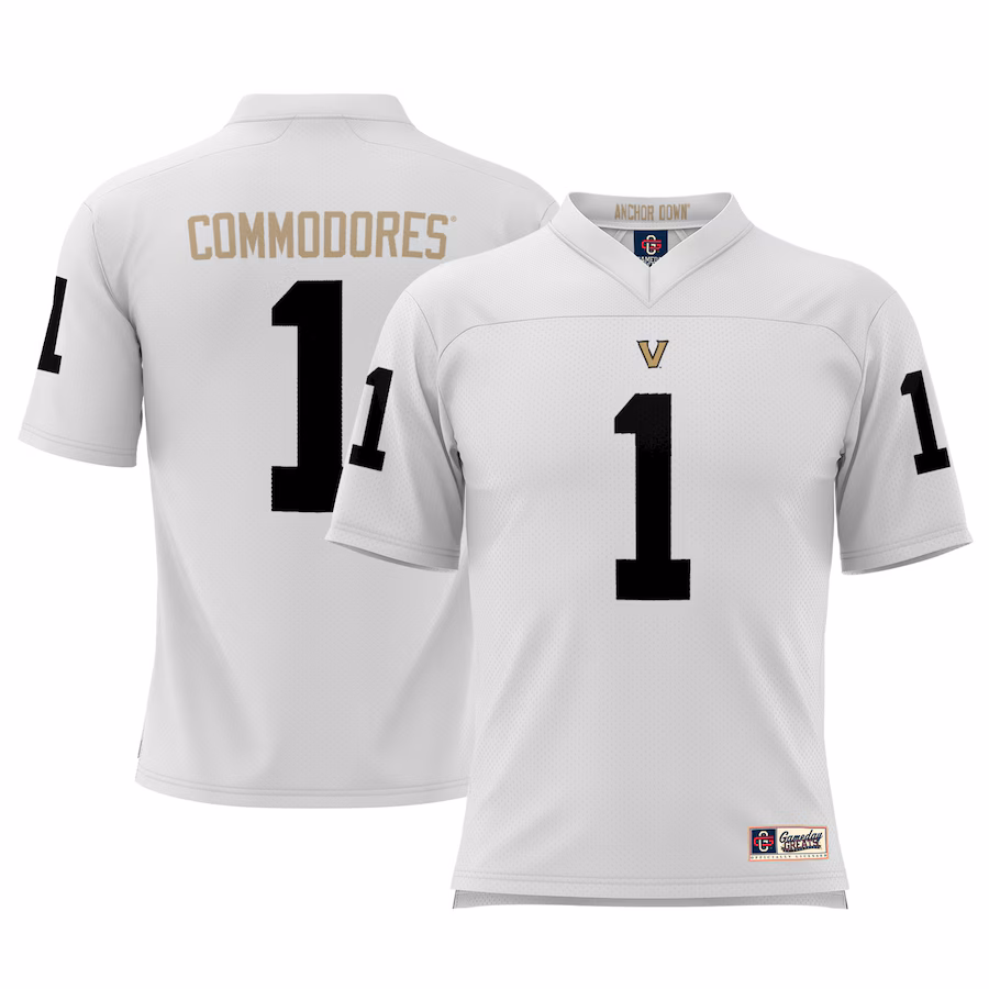 Men's GameDay Greats #1 White Vanderbilt Commodores Football Jersey - ujerseystore