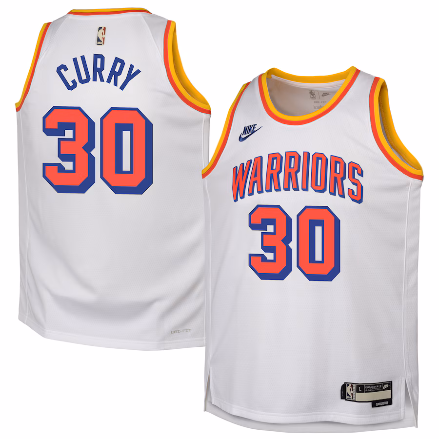 Youth Golden State Warriors Stephen Curry Nike White 2024/25 Swingman Jersey - Classic Edition - ujerseystore