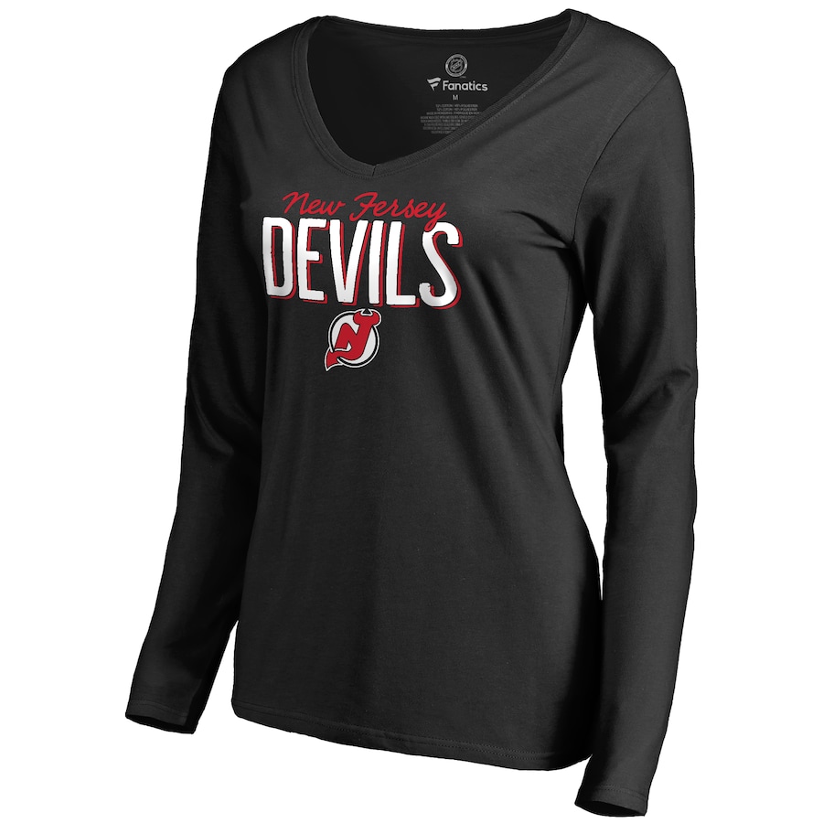 Women's New Jersey Devils Black Nostalgia Long Sleeve T-Shirt - ujerseystore