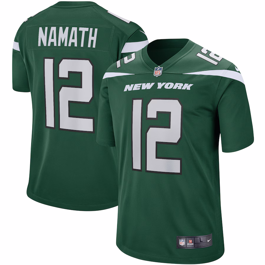 Men's New York Jets Joe Namath Nike Gotham Green Game Retired Player Jersey - ujerseystore