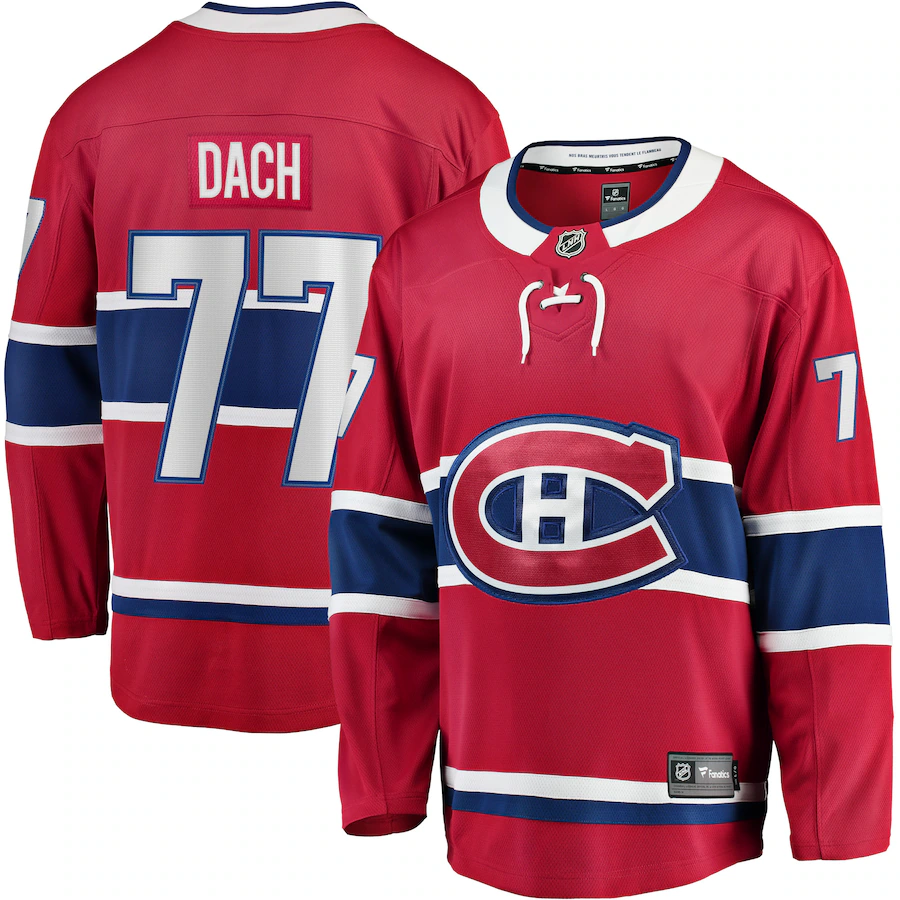 Men's Montreal Canadiens Kirby Dach Fanatics Red Home Breakaway Player Jersey - ujerseystore