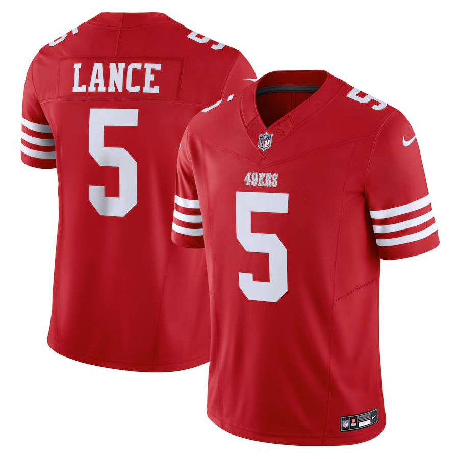 Men's San Francisco 49ers Trey Lance Nike Scarlet Vapor F.U.S.E. Limited Jersey - ujerseystore