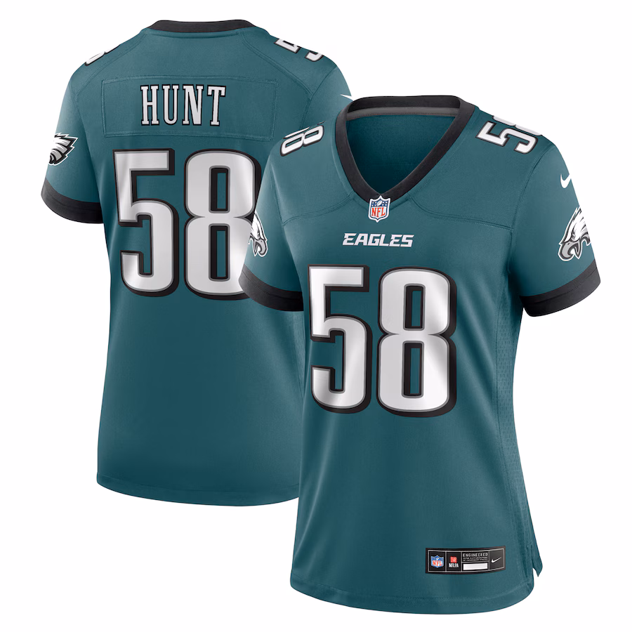 Women's Philadelphia Eagles Jalyx Hunt Nike Midnight Green Team Game Jersey - ujerseystore