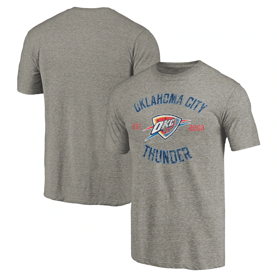 Men's Oklahoma City Thunder Gray Team Heritage Tri-Blend T-Shirt - ujerseystore