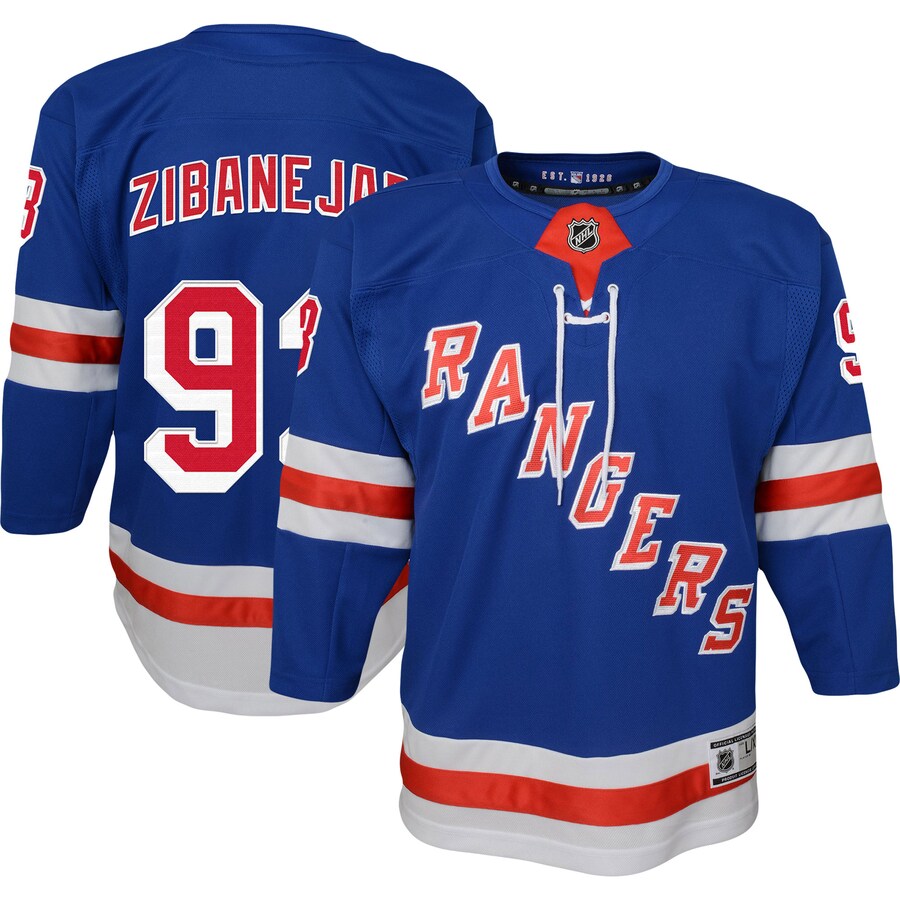 Youth New York Rangers Mika Zibanejad Blue Home Premier Player Jersey - ujerseystore