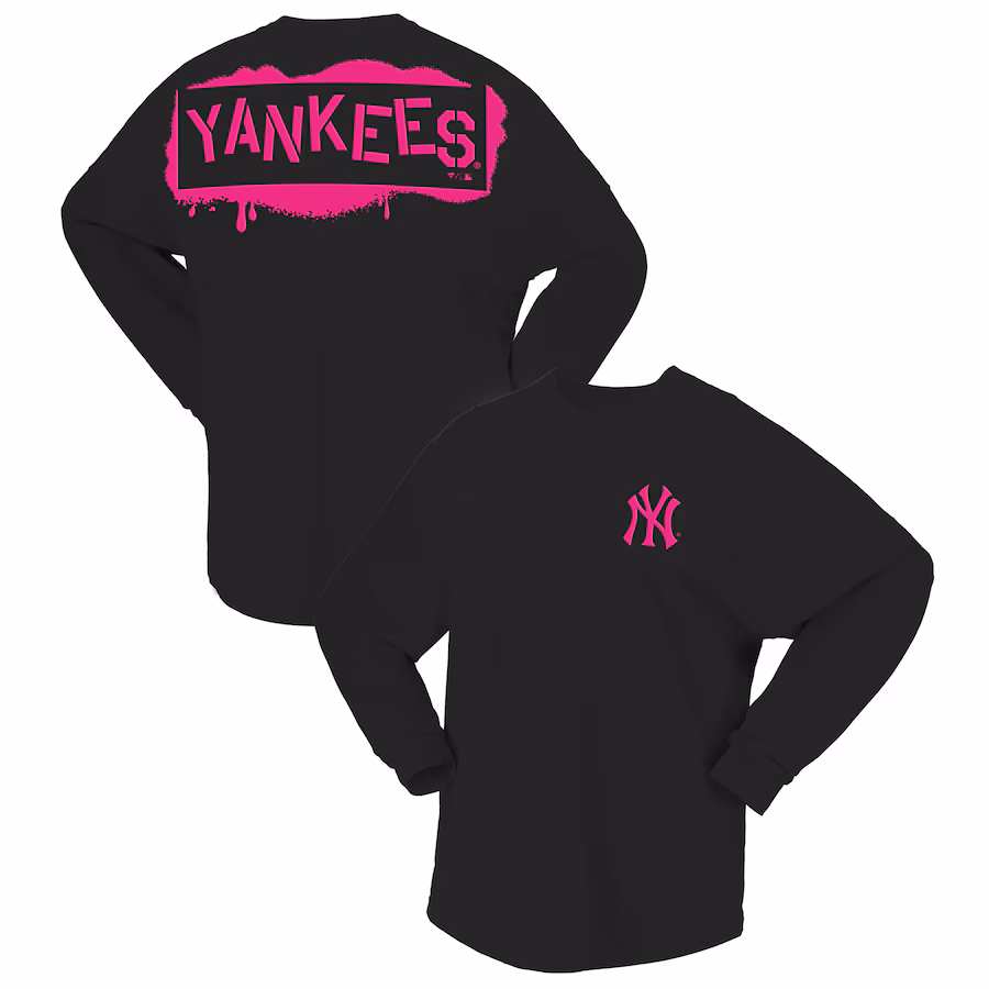 Women's New York Yankees Fanatics Black Neon Jersey Long Sleeve T-Shirt - ujerseystore