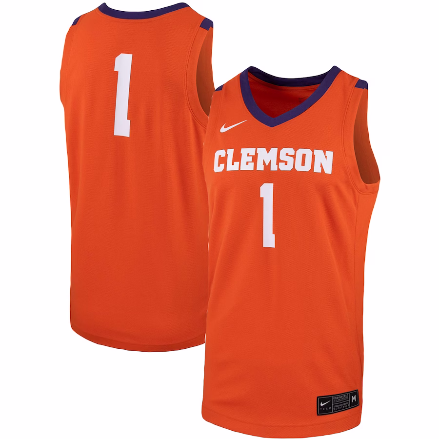 #1 Clemson Tigers Nike Team Replica Basketball Jersey - Orange - ujerseystore