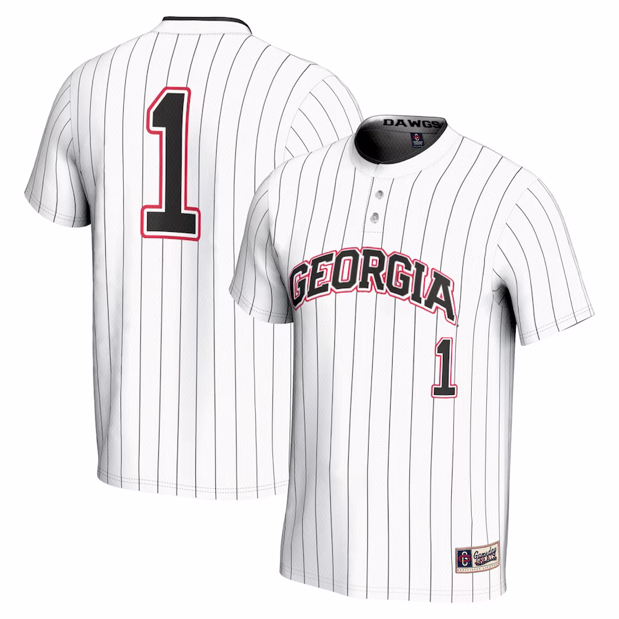 #1 Georgia Bulldogs GameDay Greats Unisex Lightweight Softball Jersey - White - ujerseystore