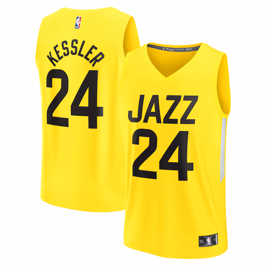 Youth Utah Jazz Walker Kessler Fanatics Yellow Fast Break Player Jersey - Icon Edition - ujerseystore