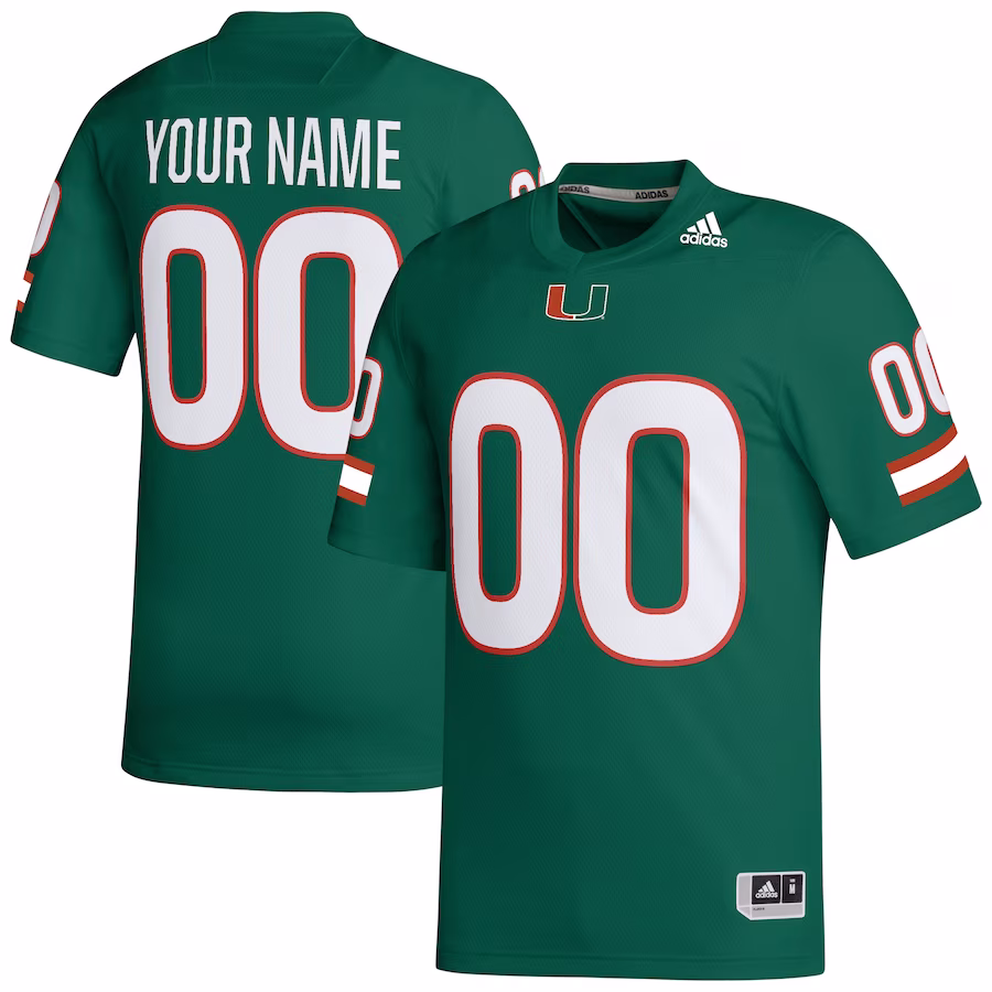 Miami Hurricanes adidas Custom Football Jersey - Green - ujerseystore