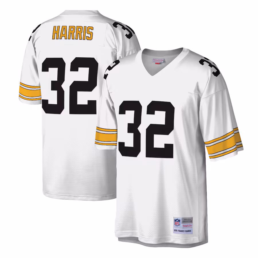 Men's Pittsburgh Steelers Franco Harris Mitchell & Ness White Legacy Replica Jersey - ujerseystore