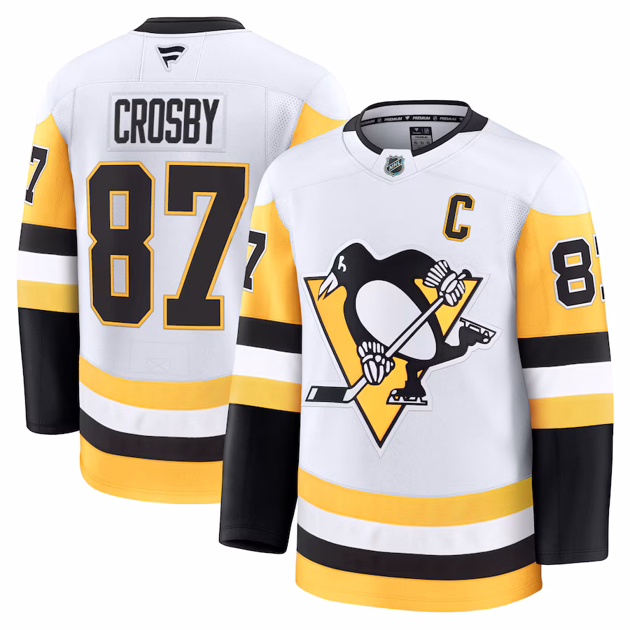 Men's Pittsburgh Penguins Sidney Crosby Fanatics White Away Premium Jersey - ujerseystore