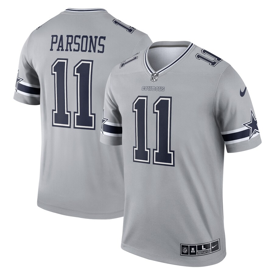 Men's Dallas Cowboys Micah Parsons Nike Gray Inverted Legend Player Jersey - ujerseystore