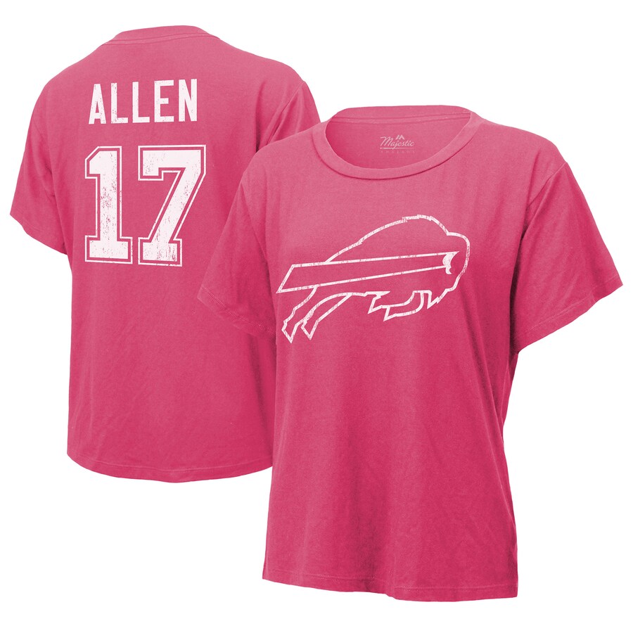 Women's Buffalo Bills Josh Allen Majestic Threads Pink Name & Number T-Shirt - ujerseystore