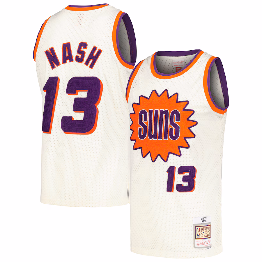 Men's Phoenix Suns Steve Nash Mitchell & Ness Cream Chainstitch Swingman Jersey - ujerseystore
