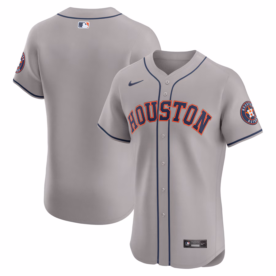 Men's Houston Astros  Nike Gray Road Vapor Premier Elite Patch Jersey - ujerseystore