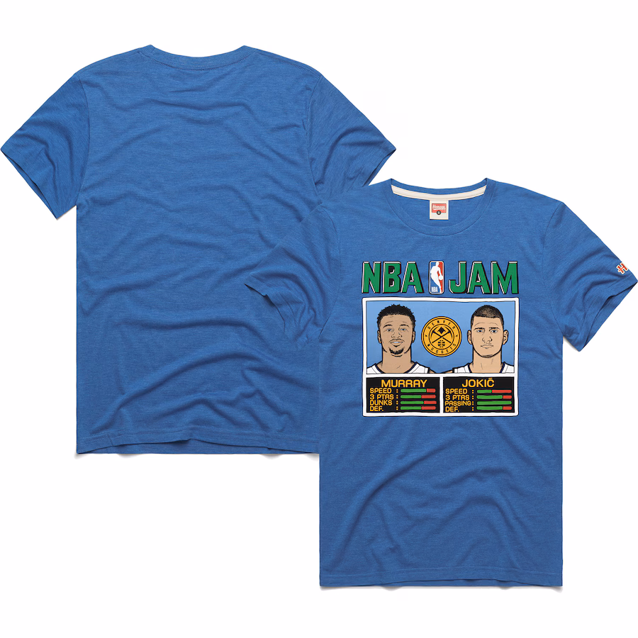 Unisex Denver Nuggets Jamal Murray & Nikola Jokic Homage Blue 2024/25 City Edition NBA Jam Tri-Blend T-Shirt - ujerseystore