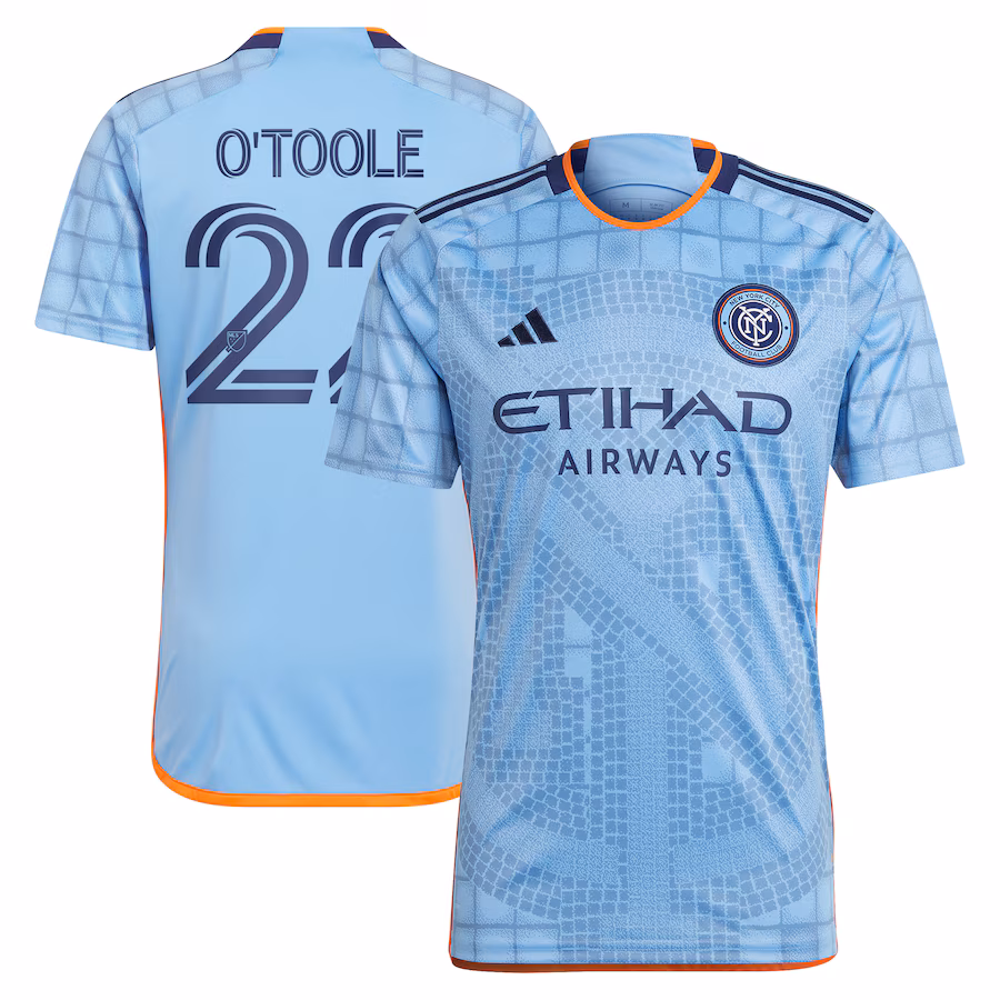 Men's New York City FC Kevin O'Toole adidas Light Blue 2024 The Interboro Kit Replica Player Jersey - ujerseystore