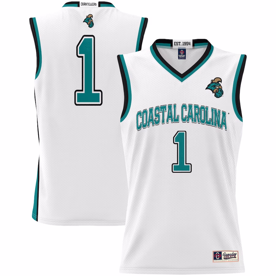 Coastal Carolina Chanticleers GameDay Greats Unisex  #1 Basketball Jersey -  White - ujerseystore
