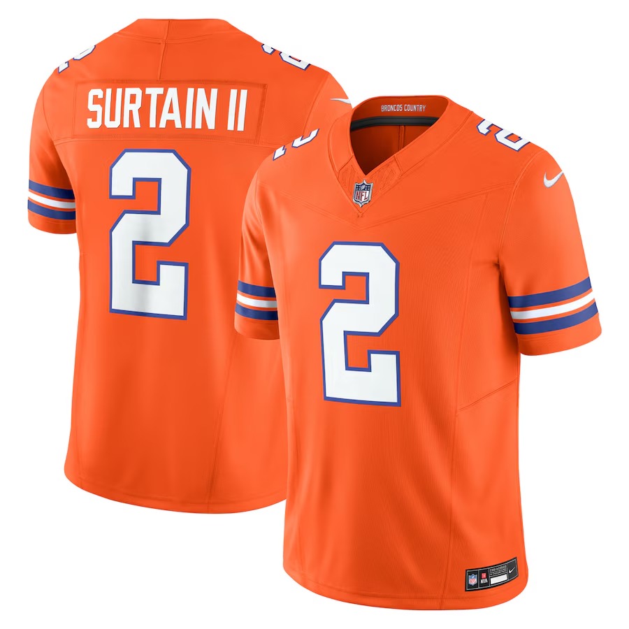 Men's Denver Broncos Patrick Surtain II Nike Orange Alternate Mile High Collection 1977 Throwback Vapor F.U.S.E. Elite Jersey - ujerseystore
