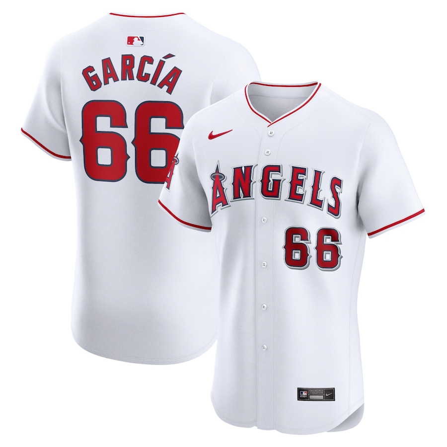 Men's Los Angeles Angels Luis Garcia Nike White Home Elite Player Jersey - ujerseystore