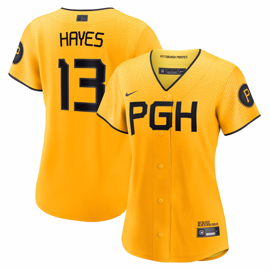 Women's Pittsburgh Pirates Ke'Bryan Hayes Nike Gold City Connect Replica Player Jersey - ujerseystore