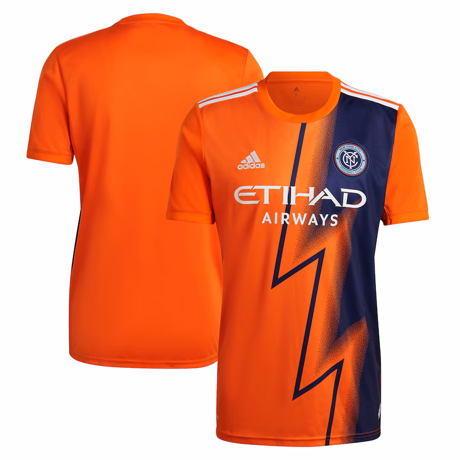 Men's New York City FC adidas Orange 2022 The Volt Kit Replica Blank Jersey - ujerseystore