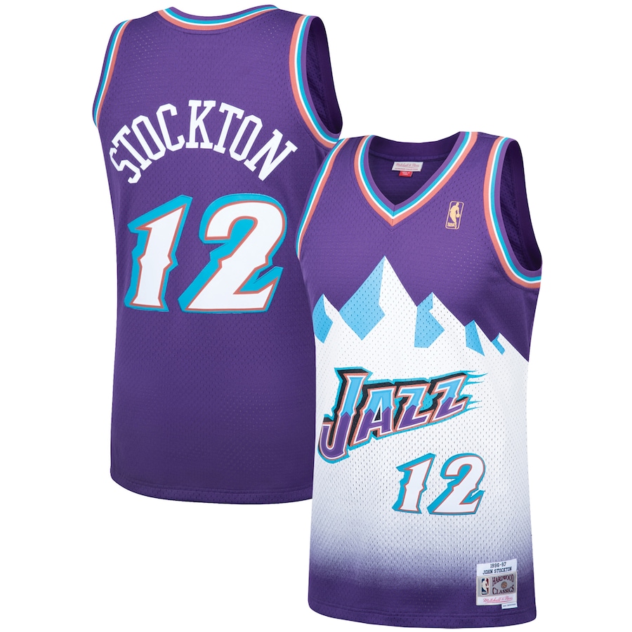 Men's Utah Jazz John Stockton Mitchell & Ness Purple Hardwood Classics Swingman Jersey - ujerseystore