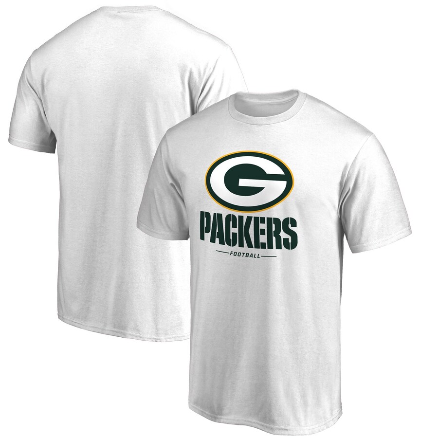 Men's Green Bay Packers White Team Lockup 2 T-Shirt - ujerseystore