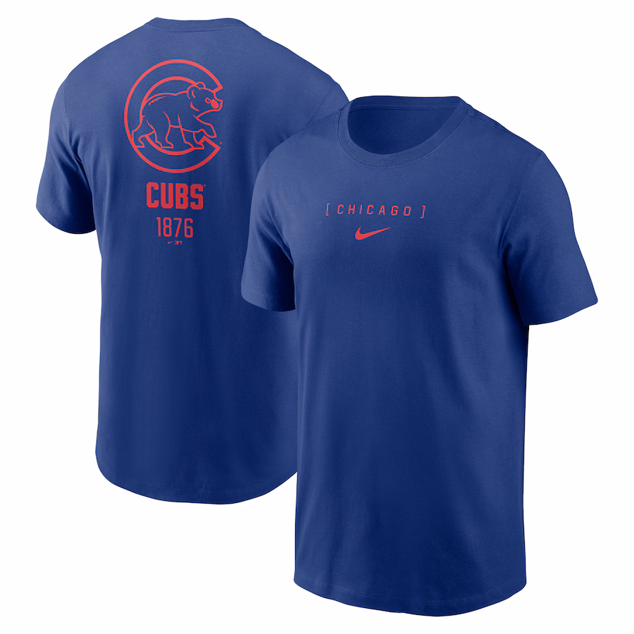 Men's Chicago Cubs Nike Royal Large Logo Back Stack T-Shirt - ujerseystore