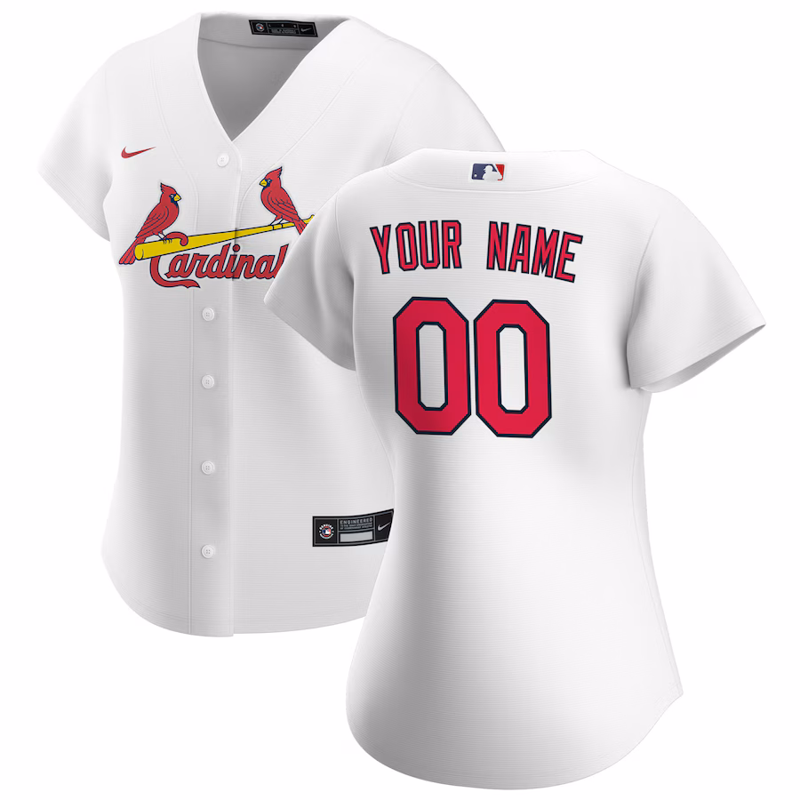 Women's St. Louis Cardinals Nike White Home Replica Custom Jersey - ujerseystore
