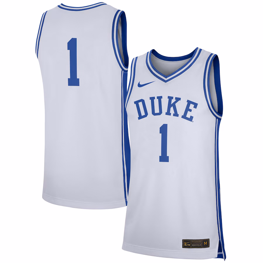 Men's Nike #1 White Duke Blue Devils Replica Jersey - ujerseystore