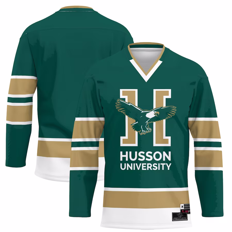 Husson University Eagles ProSphere  Hockey Jersey - Green - ujerseystore