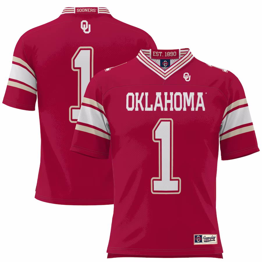 #1 Oklahoma Sooners GameDay Greats Youth Football Jersey - Crimson - ujerseystore
