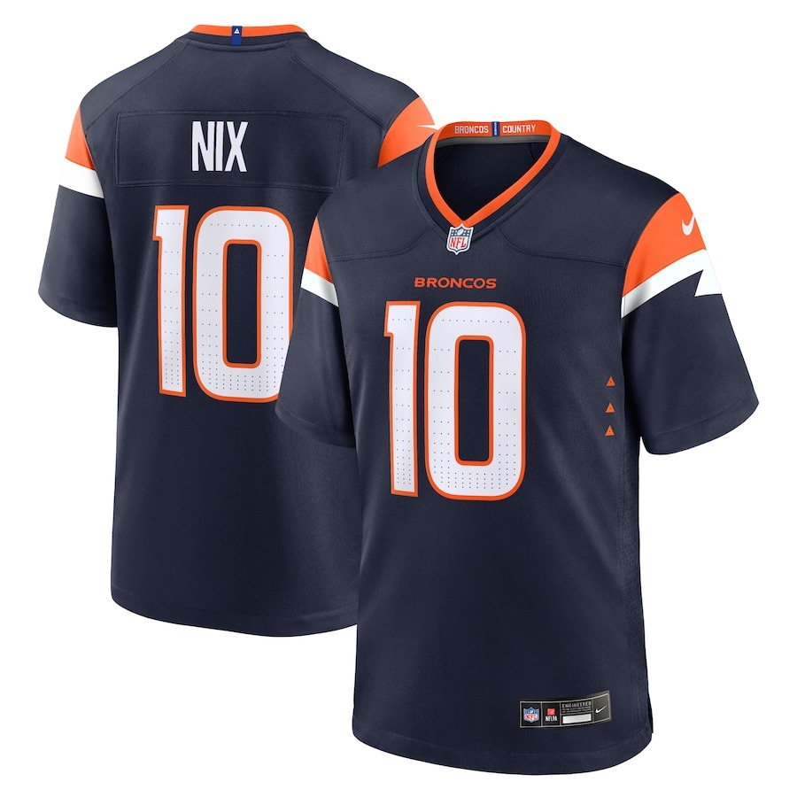 Men's Denver Broncos Bo Nix Nike  Navy Alternate Game Jersey - ujerseystore