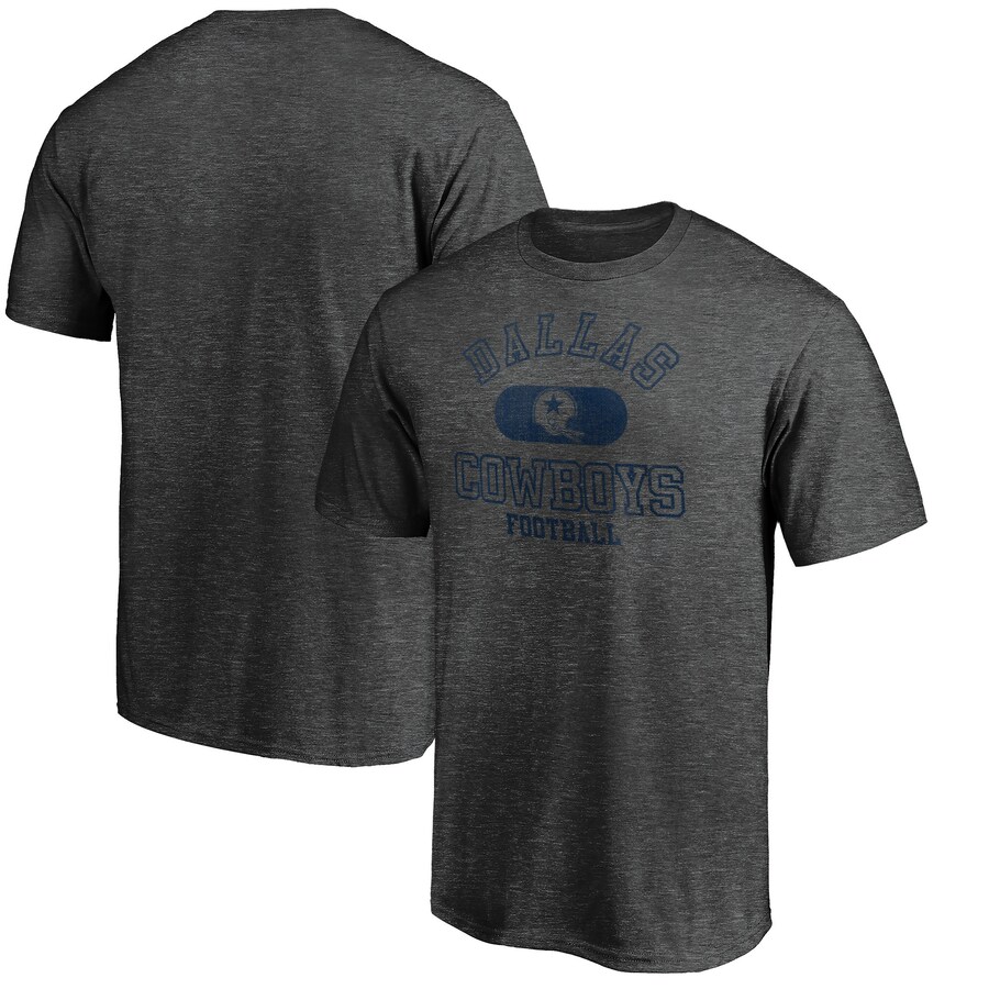 Men's Dallas Cowboys Heather Charcoal Varsity Issued Throwback T-Shirt - ujerseystore