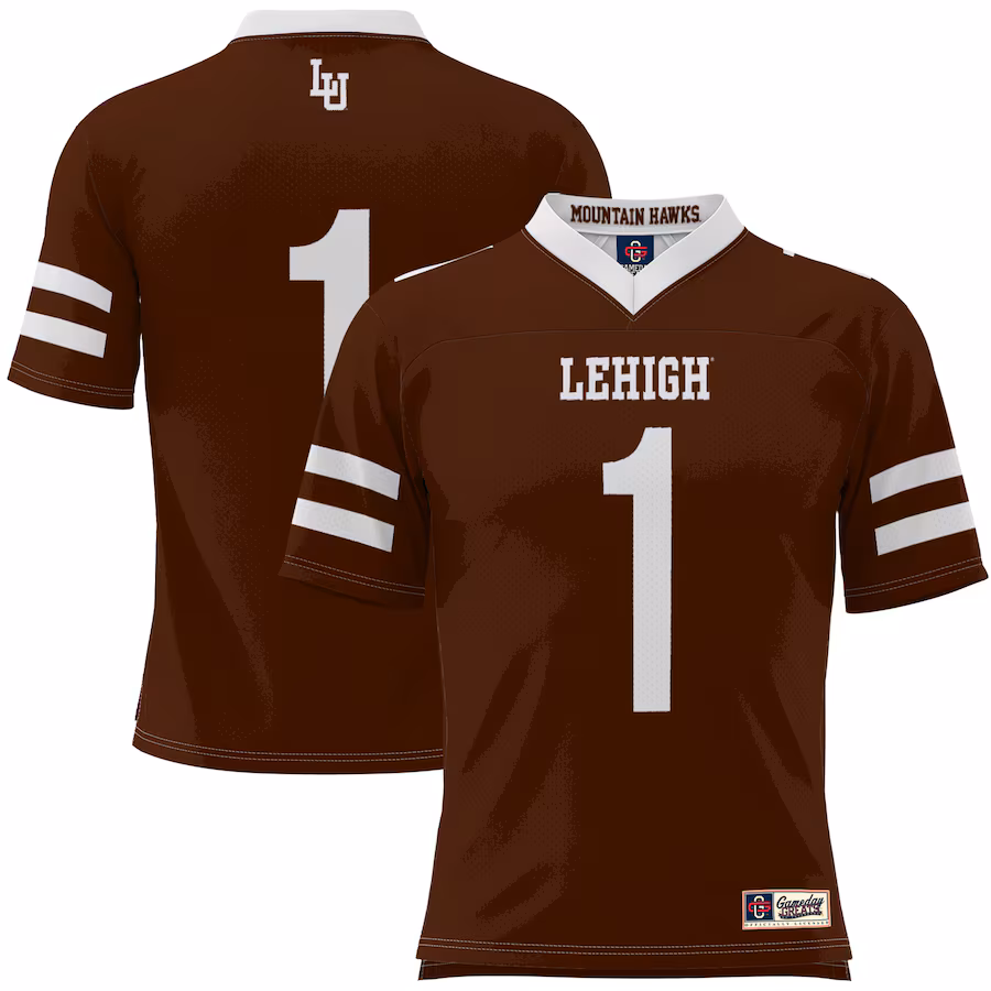 Men's GameDay Greats #1 Brown Lehigh Mountain Hawks Football Jersey - ujerseystore
